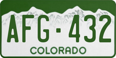 CO license plate AFG432