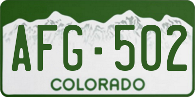 CO license plate AFG502