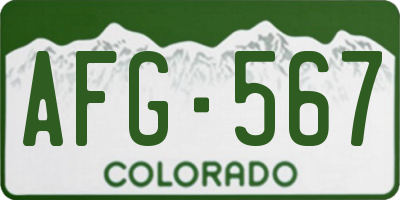 CO license plate AFG567