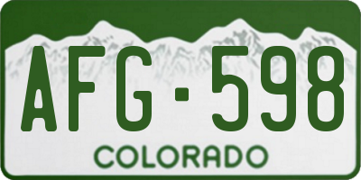 CO license plate AFG598