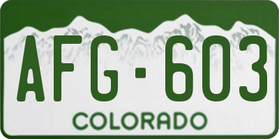 CO license plate AFG603