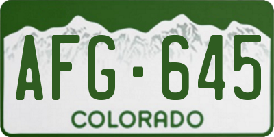 CO license plate AFG645