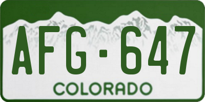 CO license plate AFG647