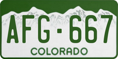 CO license plate AFG667