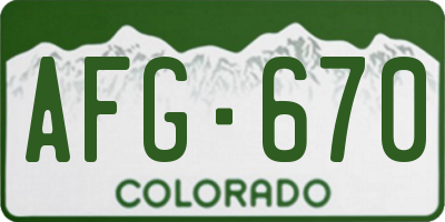 CO license plate AFG670