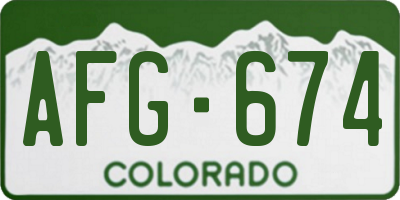 CO license plate AFG674