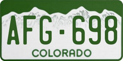 CO license plate AFG698