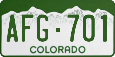 CO license plate AFG701