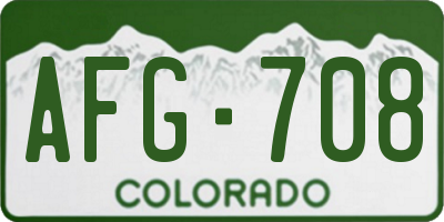 CO license plate AFG708