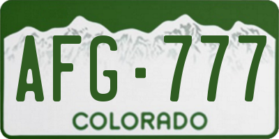 CO license plate AFG777