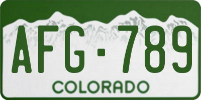 CO license plate AFG789