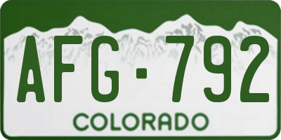 CO license plate AFG792
