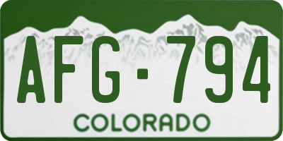 CO license plate AFG794