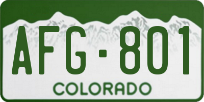 CO license plate AFG801