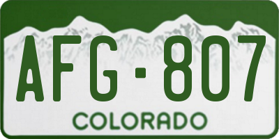 CO license plate AFG807