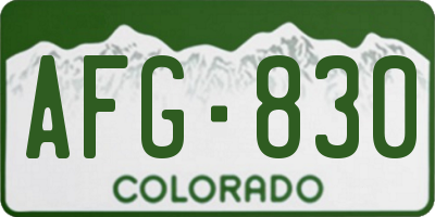 CO license plate AFG830