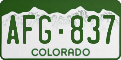 CO license plate AFG837