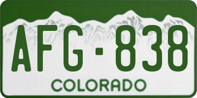 CO license plate AFG838