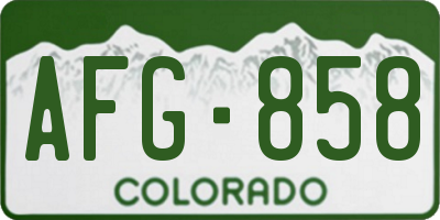 CO license plate AFG858