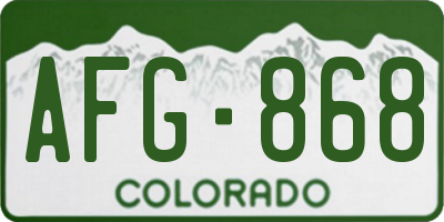 CO license plate AFG868
