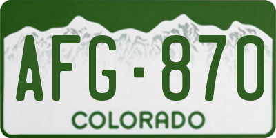 CO license plate AFG870
