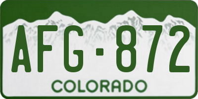 CO license plate AFG872