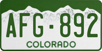CO license plate AFG892