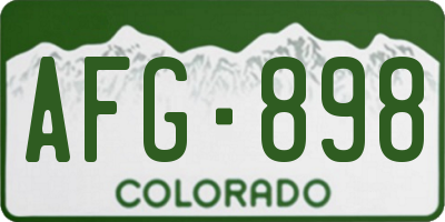 CO license plate AFG898