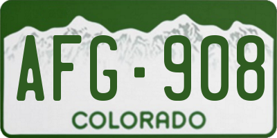 CO license plate AFG908