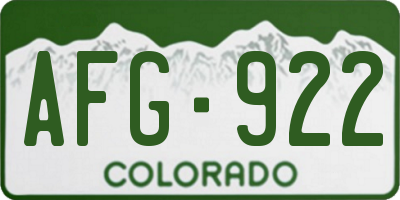 CO license plate AFG922