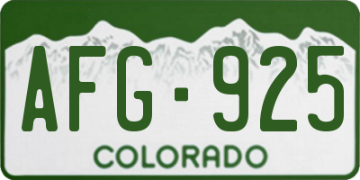 CO license plate AFG925