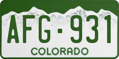 CO license plate AFG931