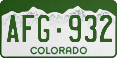 CO license plate AFG932