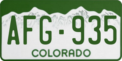 CO license plate AFG935