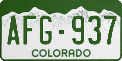 CO license plate AFG937