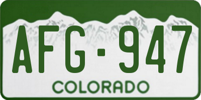 CO license plate AFG947