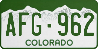 CO license plate AFG962