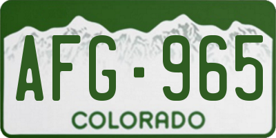 CO license plate AFG965