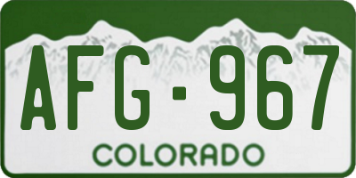 CO license plate AFG967