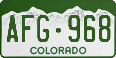CO license plate AFG968