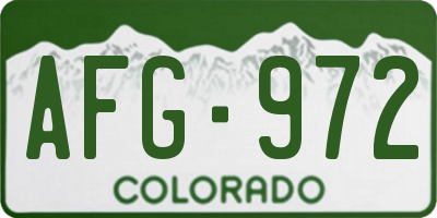 CO license plate AFG972