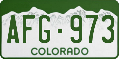 CO license plate AFG973