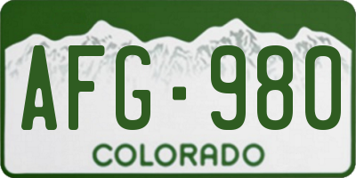 CO license plate AFG980
