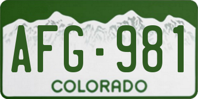 CO license plate AFG981