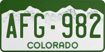 CO license plate AFG982