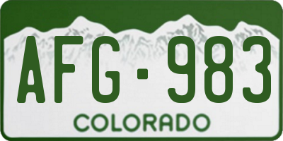 CO license plate AFG983
