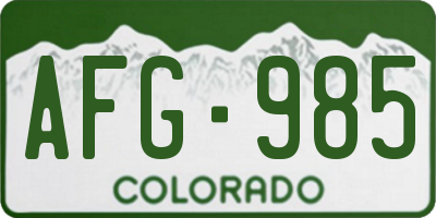 CO license plate AFG985