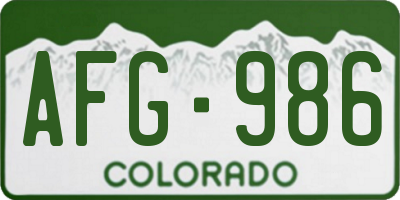CO license plate AFG986