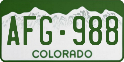 CO license plate AFG988