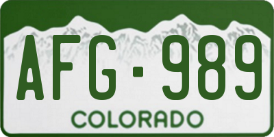 CO license plate AFG989